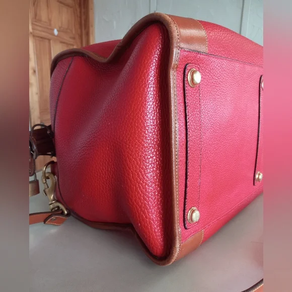 Dooney & Bourke 1990's Gladstone Weekender Luggage, Red AWL - Picture 14 of 16